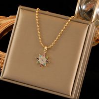 Wholesale Simple Style Star Stainless Steel Copper Inlay 18K Gold Plated Zircon Pendant Necklace main image 5