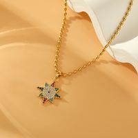 Wholesale Simple Style Star Stainless Steel Copper Inlay 18K Gold Plated Zircon Pendant Necklace main image 3