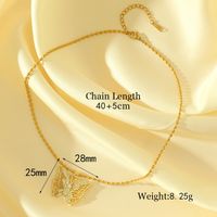 Stainless Steel Titanium Steel 18K Gold Plated IG Style Simple Style Shiny Hollow Out Inlay Butterfly Zircon Pendant Necklace main image 2
