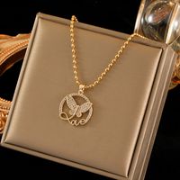 Stainless Steel Titanium Steel 18K Gold Plated Simple Style Inlay Butterfly Zircon Pendant Necklace sku image 1