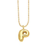 Copper Gold Plated Simple Style Letter Pendant Necklace sku image 16