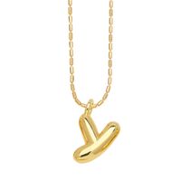 Copper Gold Plated Simple Style Letter Pendant Necklace sku image 24