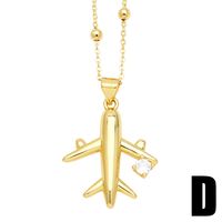 Copper Simple Style Shiny Clock Airplane Hollow Out Inlay Zircon Pendant Necklace sku image 4