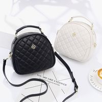 Women's Small Pu Leather Argyle Elegant Semicircle Zipper Shoulder Bag main image 5