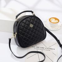 Women's Small Pu Leather Argyle Elegant Semicircle Zipper Shoulder Bag main image 4