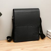 Men's Solid Color Pu Leather Zipper Crossbody Bag main image 4