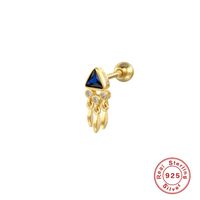 1 Piece Casual Simple Style Triangle Tassel Sterling Silver 18K Gold Plated Ear Studs main image 6