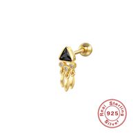 1 Piece Casual Simple Style Triangle Tassel Sterling Silver 18K Gold Plated Ear Studs sku image 10