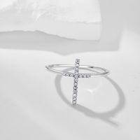Sterling Silver Simple Style Cross Plating Zircon Rings main image 1