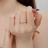 Sterling Silver Simple Style Cross Plating Zircon Rings main image 4