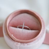 Sterling Silver Simple Style Cross Plating Zircon Rings main image 3