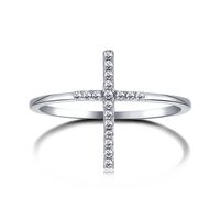 Sterling Silver Simple Style Cross Plating Zircon Rings main image 2