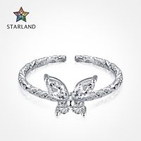Sterling Silber Einfacher Stil Schmetterling Zirkon Offener Ring main image 5