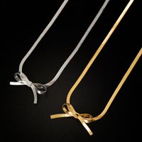Titanium Steel Elegant Simple Style Bow Knot Plating Choker main image 4