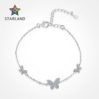 Sterling Silver Simple Style Butterfly Plating Bracelets main image 5