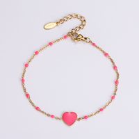 Wholesale Jewelry Simple Style Heart Shape Stainless Steel 18K Gold Plated Epoxy Plating Bracelets sku image 2