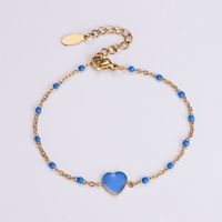 Wholesale Jewelry Simple Style Heart Shape Stainless Steel 18K Gold Plated Epoxy Plating Bracelets sku image 6
