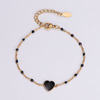 Wholesale Jewelry Simple Style Heart Shape Stainless Steel 18K Gold Plated Epoxy Plating Bracelets sku image 4