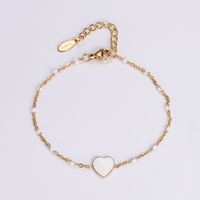 Wholesale Jewelry Simple Style Heart Shape Stainless Steel 18K Gold Plated Epoxy Plating Bracelets sku image 5