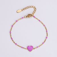 Wholesale Jewelry Simple Style Heart Shape Stainless Steel 18K Gold Plated Epoxy Plating Bracelets main image 6