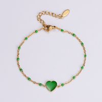 Wholesale Jewelry Simple Style Heart Shape Stainless Steel 18K Gold Plated Epoxy Plating Bracelets sku image 7