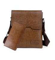 Men's Solid Color Pu Leather Zipper Crossbody Bag sku image 3