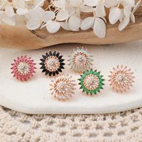 1 Pair IG Style Cute Classic Style Sun Inlay Brass Zircon Ear Studs main image 11