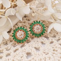 1 Pair IG Style Sweet Shiny Flower Hollow Out Inlay Copper Zircon Rose Gold Plated Ear Studs main image 3