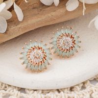 1 Pair IG Style Sweet Shiny Flower Hollow Out Inlay Copper Zircon Rose Gold Plated Ear Studs main image 6