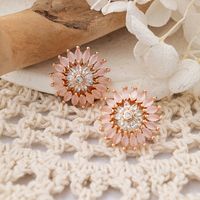 1 Pair IG Style Sweet Shiny Flower Hollow Out Inlay Copper Zircon Rose Gold Plated Ear Studs main image 7