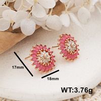 1 Pair IG Style Sweet Shiny Flower Hollow Out Inlay Copper Zircon Rose Gold Plated Ear Studs main image 2