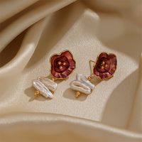 1 Pair Casual Simple Style Flower Freshwater Pearl Copper 18K Gold Plated Drop Earrings main image 6