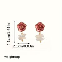 1 Pair Casual Simple Style Flower Freshwater Pearl Copper 18K Gold Plated Drop Earrings sku image 2
