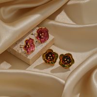 1 Pair Simple Style Flower Copper 18K Gold Plated Ear Studs main image 4