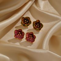 1 Par Estilo Simple Flor Cobre Chapado En Oro De 18 Quilates. Pendientes main image 7