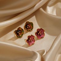 1 Pair Simple Style Flower Copper 18K Gold Plated Ear Studs main image 3