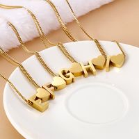 Stainless Steel 18K Gold Plated Basic Letter Heart Shape Pendant Necklace main image 6