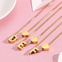 Stainless Steel 18K Gold Plated Basic Letter Heart Shape Pendant Necklace main image 9