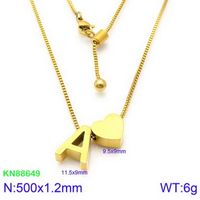 Stainless Steel 18K Gold Plated Basic Letter Heart Shape Pendant Necklace main image 3