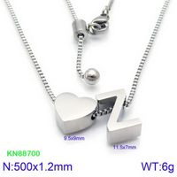 Stainless Steel 18K Gold Plated Basic Letter Heart Shape Pendant Necklace main image 2