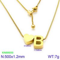 Stainless Steel 18K Gold Plated Basic Letter Heart Shape Pendant Necklace sku image 28