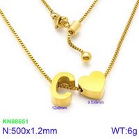 Stainless Steel 18K Gold Plated Basic Letter Heart Shape Pendant Necklace sku image 29
