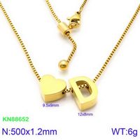Stainless Steel 18K Gold Plated Basic Letter Heart Shape Pendant Necklace sku image 30