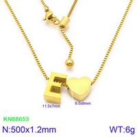 Stainless Steel 18K Gold Plated Basic Letter Heart Shape Pendant Necklace sku image 31
