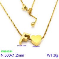 Stainless Steel 18K Gold Plated Basic Letter Heart Shape Pendant Necklace sku image 32