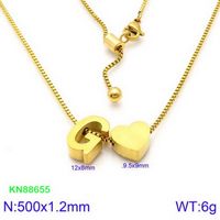 Stainless Steel 18K Gold Plated Basic Letter Heart Shape Pendant Necklace sku image 33
