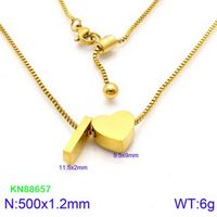 Stainless Steel 18K Gold Plated Basic Letter Heart Shape Pendant Necklace sku image 35