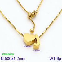 Stainless Steel 18K Gold Plated Basic Letter Heart Shape Pendant Necklace sku image 36