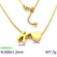 Stainless Steel 18K Gold Plated Basic Letter Heart Shape Pendant Necklace sku image 37