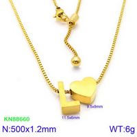 Stainless Steel 18K Gold Plated Basic Letter Heart Shape Pendant Necklace sku image 38